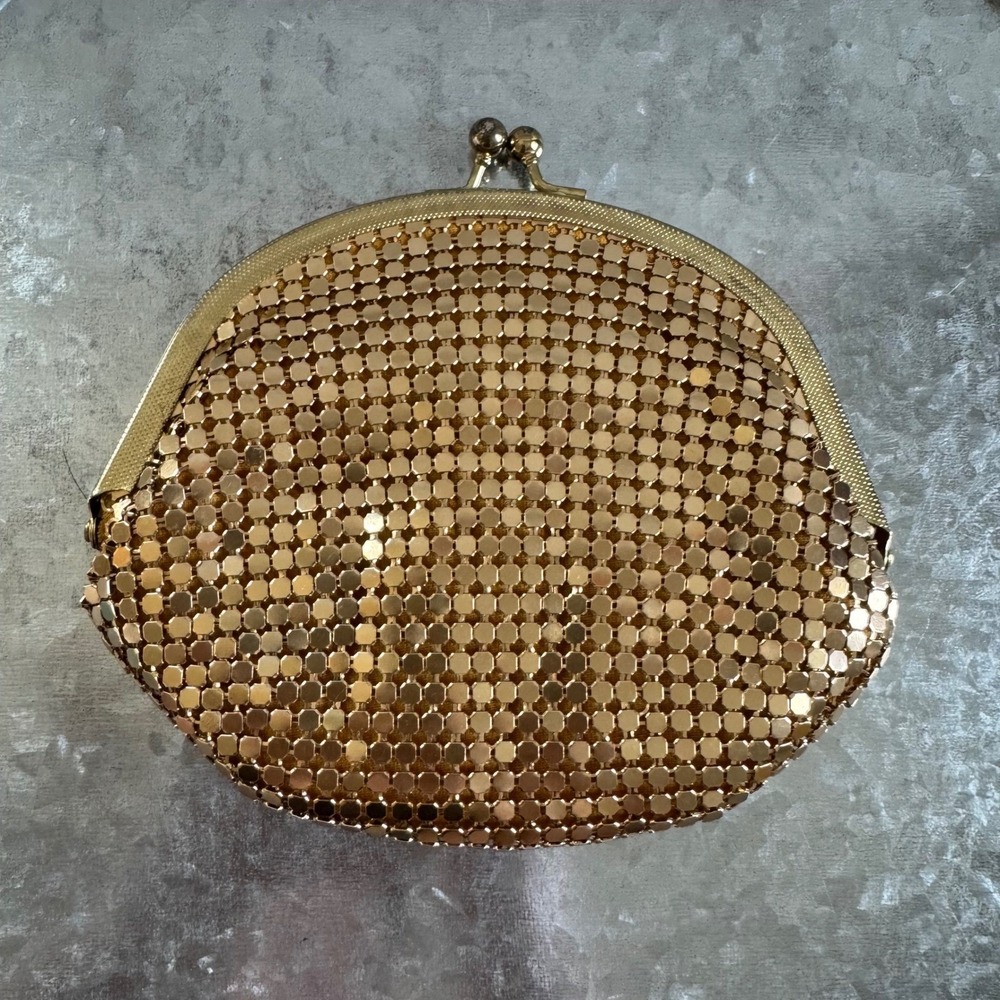 Vintage Y&S Gold Mesh Coin Purse Evening Bag Kiss Lock Clutch
